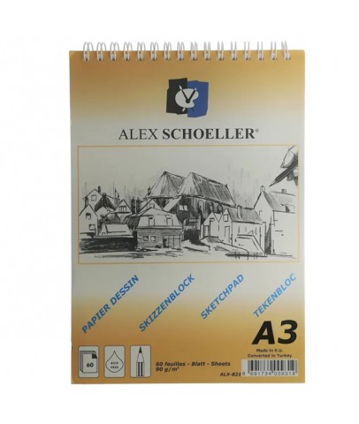 Alex Schoeller Aydınger Bloknot Eskiz Spiralli 60 YP A3 90 GR ALX-822