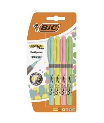 Bic Fosforlu Kalem Markıng Highlıghter Grip Pastel Renkler 4 LÜ 964859