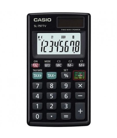 Casio SL-797TV-BK 8 Hane Siyah Cep Tipi Hesap Makinesi