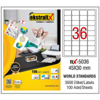 Ekstrafix Laser Etiket 100 YP 45x30 Laser-Copy-Inkjet FİX-5036