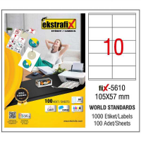 Ekstrafix Lazer Etiket 100 YP 105x57 Laser-Copy-Inkjet FİX-5610