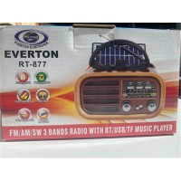 Everton Rt-877 Güneş Enerji Panelli Bluetooth Fm-Usb-Tf-Aux Şarjlı Nostaljik Radyo