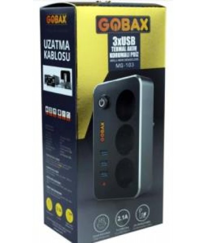 Gobax Mg-103 3xusb 2.1a 3x Priz Anahtarli Termal Akim Korumali Priz 2mt Kablo