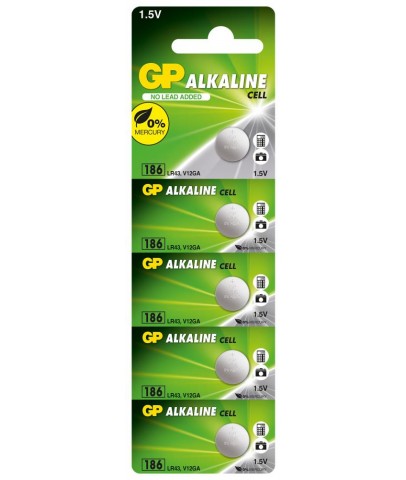 GP GP186-C5 LR43 Alkalin Düğme Pil 5'li Paket