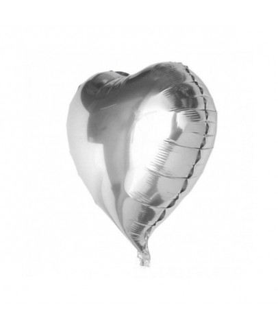 Gümüş Rengi Kalp Folyo Balon 60 Cm.
