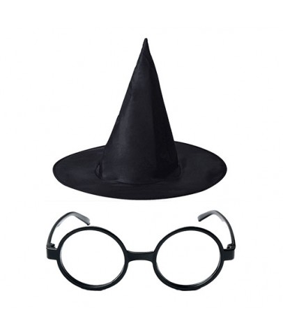 Harry Potter Şapkası ve Gözlüğü Siyah Renk