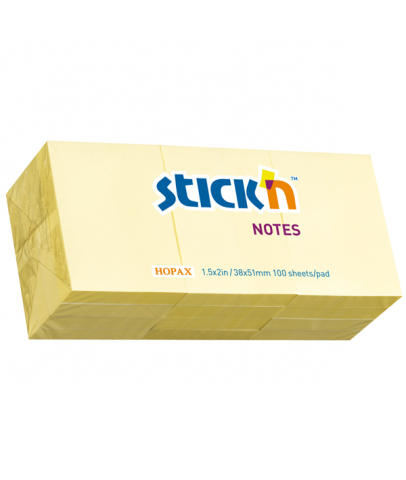 Hopax Stıckn Yapışkanlı Not Kağıdı 100 YP 35x51 Pastel Sarı 21530