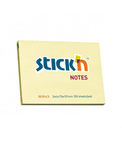 Hopax Stıckn Yapışkanlı Not Kağıdı 100 YP 76x101 Pastel Sarı HE21008