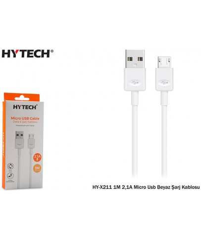 Hytech HY-X211 1M 2,1A Micro Usb Beyaz Şarj Kablosu
