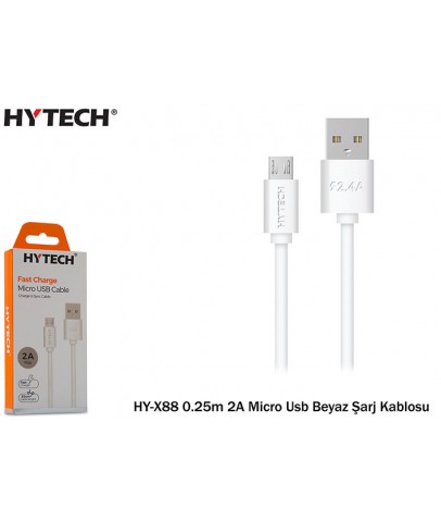 Hytech HY-X88 0.25m 2A Micro Usb Beyaz Şarj Kablos