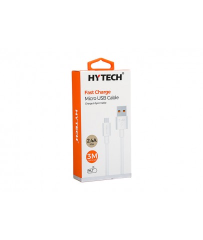 Hytech HY-X893 3m 2.4A Usb to Micro Usb Beyaz Data + Sarj Kablosu