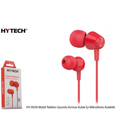 Hytech HY-XK30 Mobil Telefon Uyumlu Kırmızı Kulak İçi Mikrofonlu Kulaklık