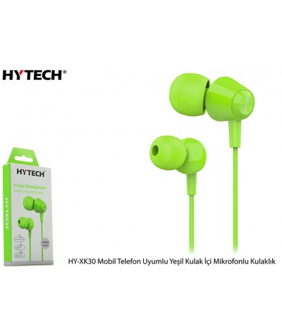 Hytech HY-XK30 Mobil Telefon Uyumlu Yeşil Kulak İçi Mikrofonlu Kulaklık