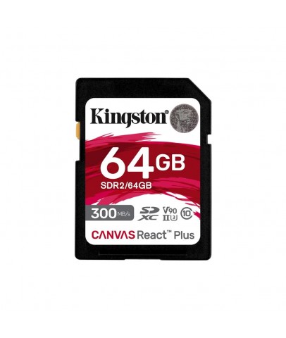 Kingston SDR2-64GB Canvas React Plus SDXC UHS-II 300R-260W U3 V90 for Full HD-4K-8K Hafıza Kartı
