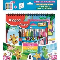 Maped Keçeli Boya kalemi Jungle 12 Renk+Boyama Kitabı 845432