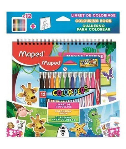 Maped Keçeli Boya kalemi Jungle 12 Renk+Boyama Kitabı 845432
