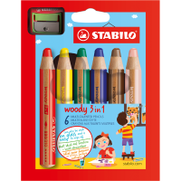 Stabilo Pastel Boya Woody 3 İn 1 6 Renk+Kalemtıraş 8806-2