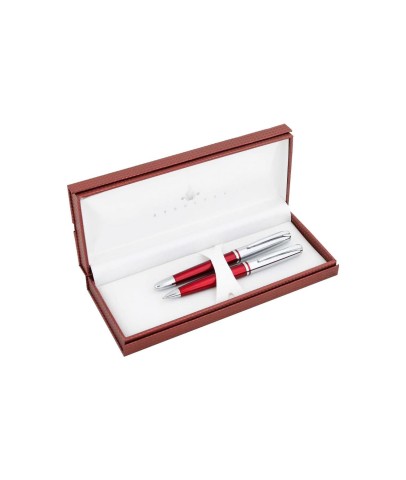 Steel Pen Takım Kalem Dolma+Tükenmez Saturn Serisi Bordo 2353