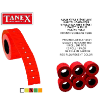 Tanex Fiyat Etiketi Çizgili 12x21 Fosforlu Kırmızı