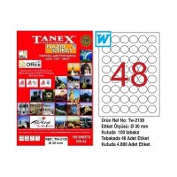 Tanex Lazer Etiket 100 YP 0.30 MM Laser-Copy-Inkjet Yuvarlak TW-2130