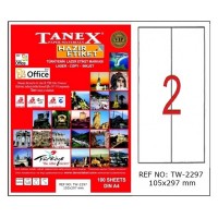 Tanex Lazer Etiket 100 YP 105x297 Laser-Copy-Inkjet TW-2297