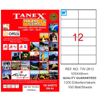 Tanex Lazer Etiket 100 YP 105x48 Laser-Copy-Inkjet TW-2612