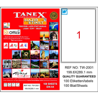 Tanex Lazer Etiket 100 YP 199.6x289.1 Laser-Copy-Inkjet TW-2001