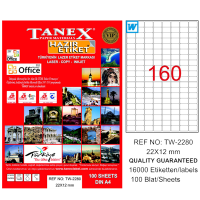 Tanex Lazer Etiket 100 YP 22x12 MM Laser-Copy-Inkjet TW-2280