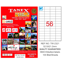 Tanex Lazer Etiket 100 YP 52x21 MM Laser-Copy-Inkjet TW-2321