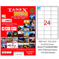Tanex Lazer Etiket 100 YP 64x33 MM Laser-Copy-Inkjet TW-2533