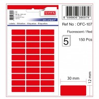 Tanex Ofis Etiketi Poşetli 12x30 MM Fosforlu Kırmızı OFC-107