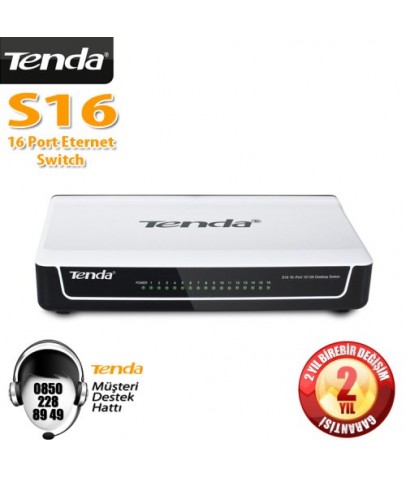 Tenda S16 16 Port 10-100 Mbps Switch Plastik Kasa