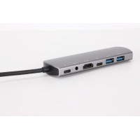 Vcom CU465 Type-C To HDMI+USB-2+RJ45+Audio+USB-C+PD Çoklayıcı